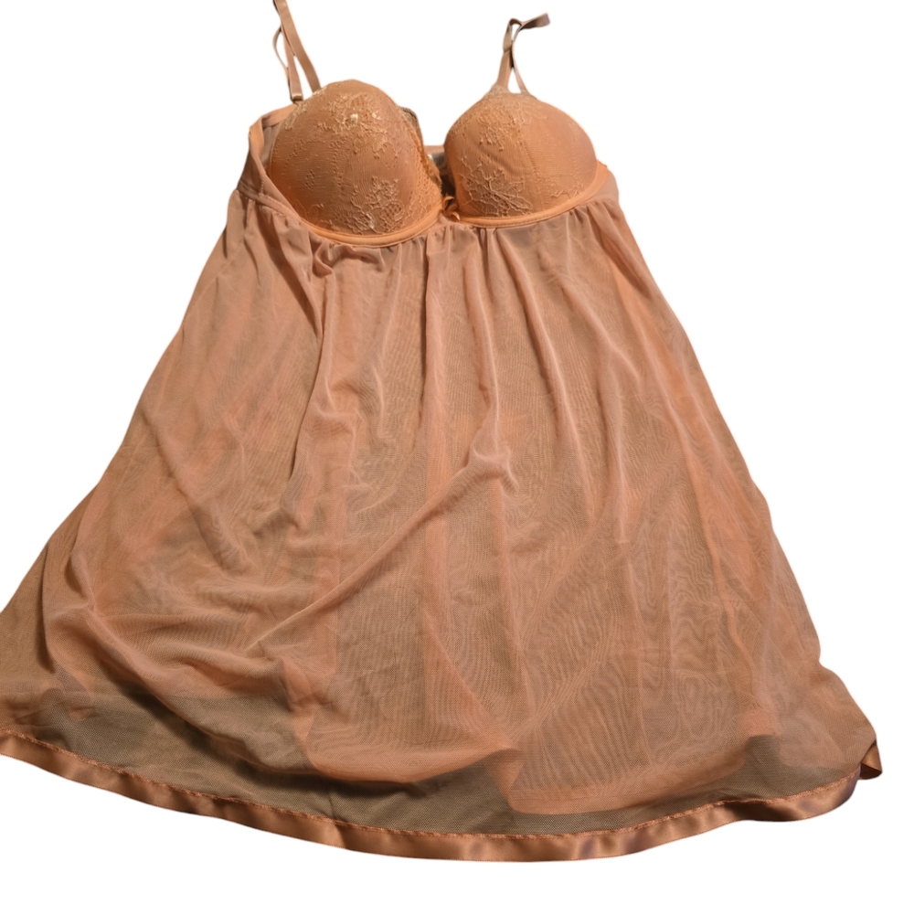 Peach Lace Babydoll